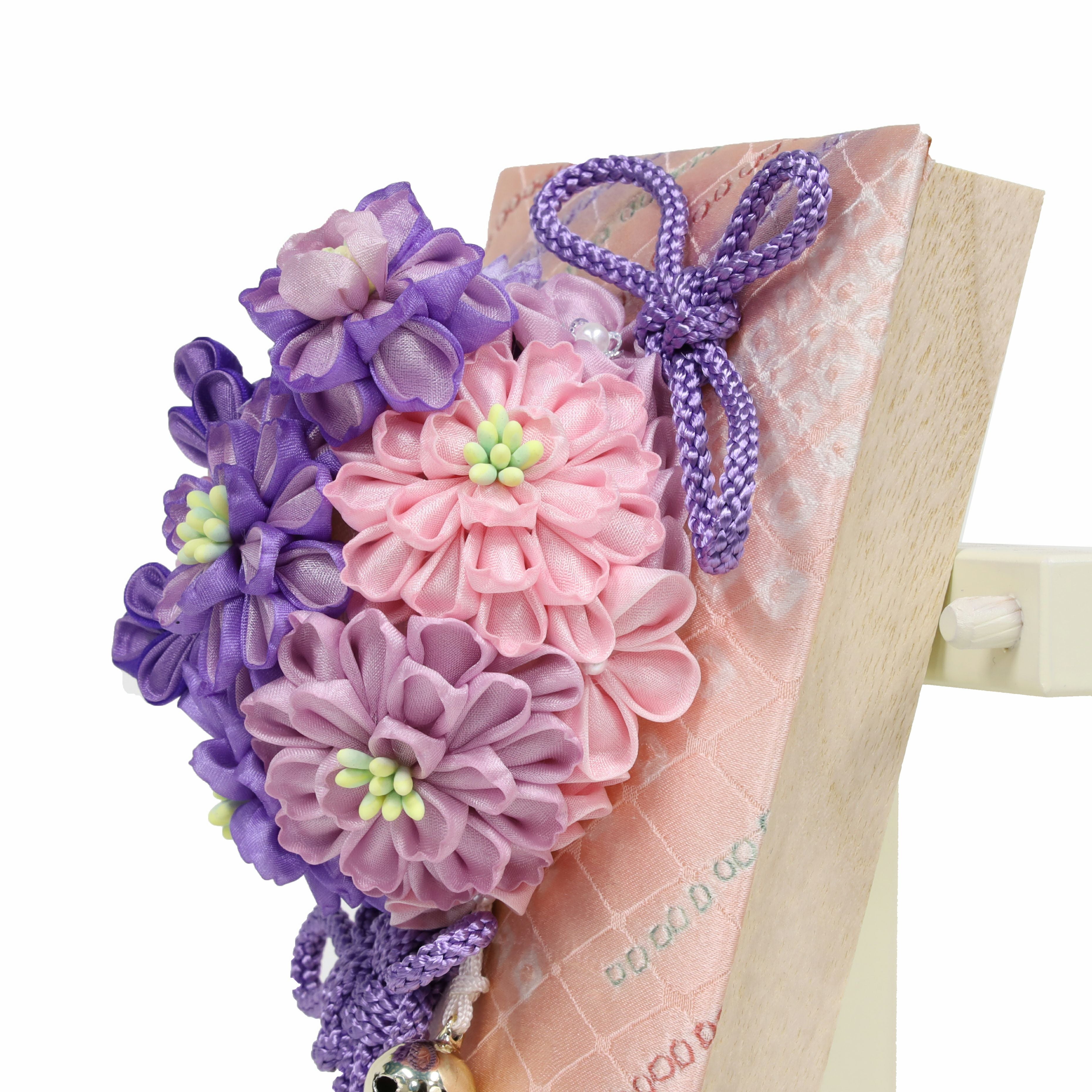 羽子板飾り「8号久寿玉/立葵」 | つまみ細工羽子板 | 人形の東玉