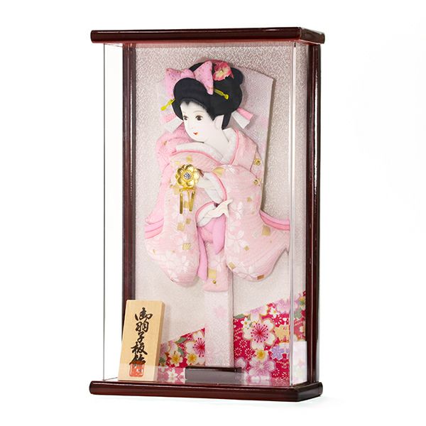 正月飾り 羽子板「壁掛け：9号美月/ブラウン」 | 壁掛け額入り | 人形